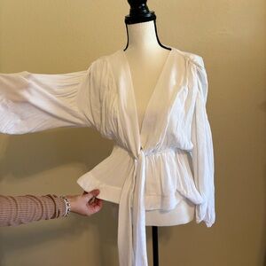 Missguided White Wrap Blouse